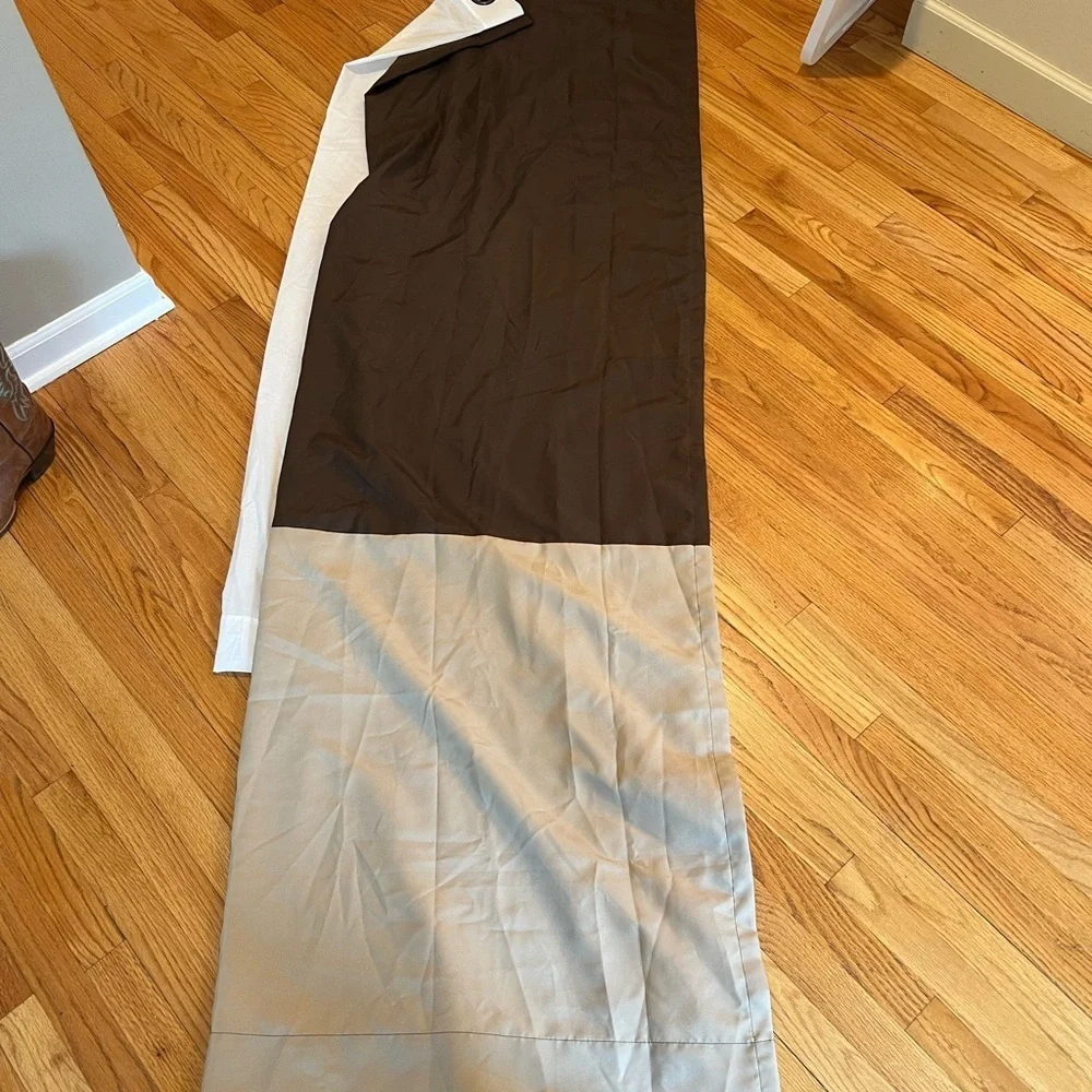 Curtain works brown and beige curtain one panel